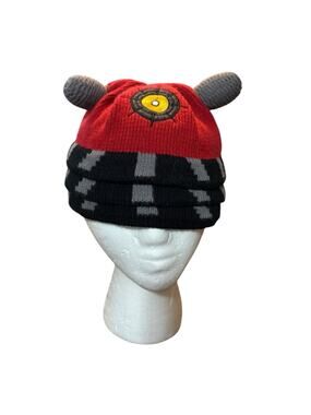 2009 Elope BBC Dr Who Red Dalek Red Knit Beanie Hat Unisex Adults